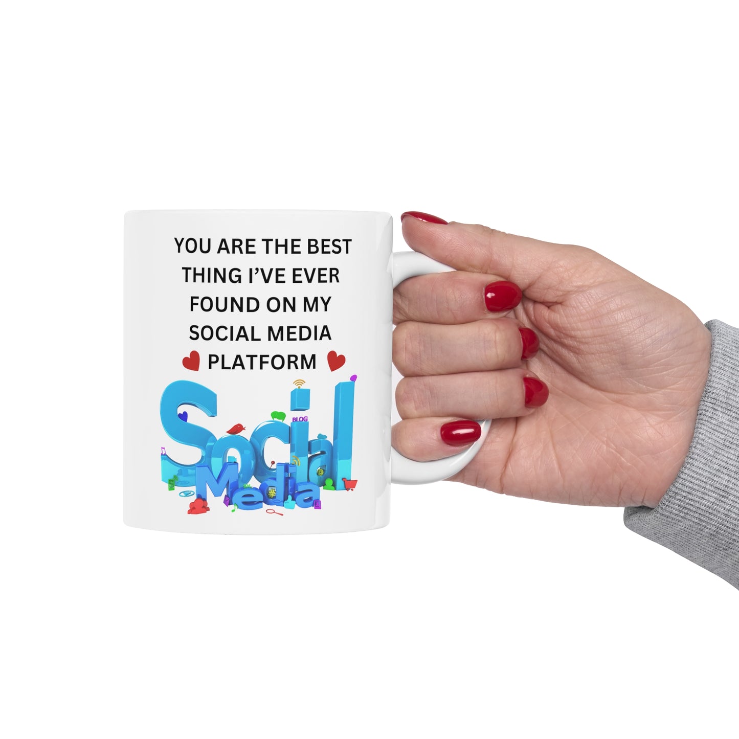 11oz white "Digital Darling Mug: Celebrating Social Media Connections"