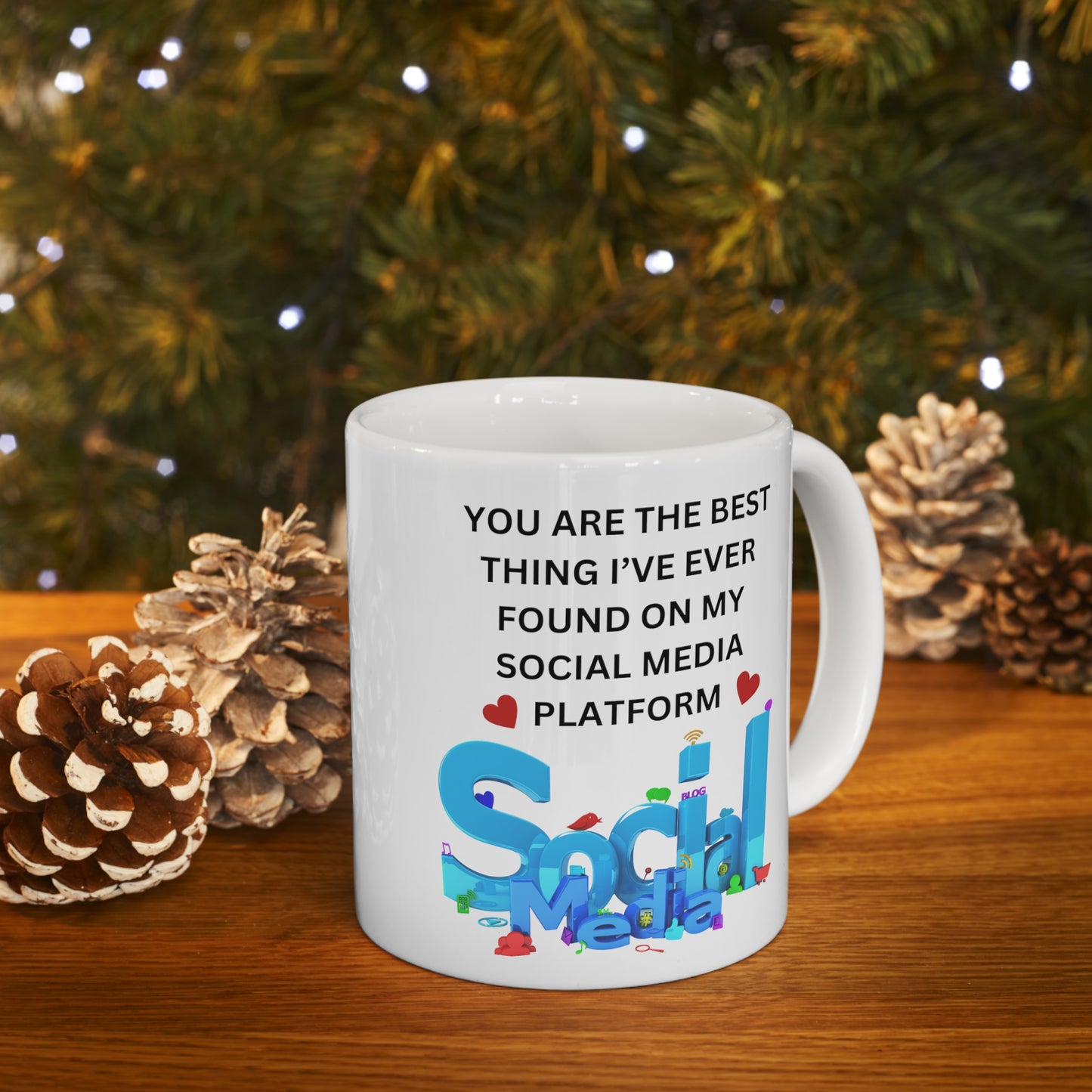 11oz white "Digital Darling Mug: Celebrating Social Media Connections"