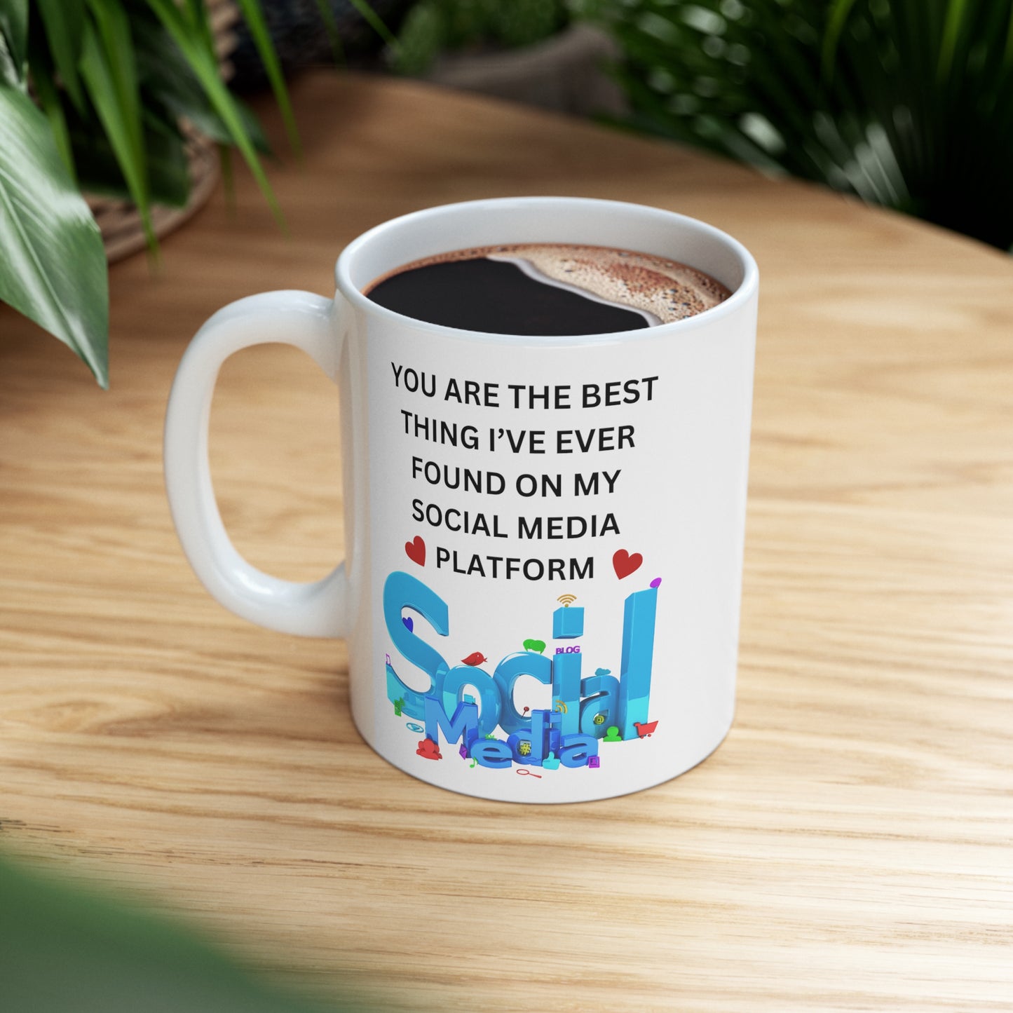 11oz white "Digital Darling Mug: Celebrating Social Media Connections"