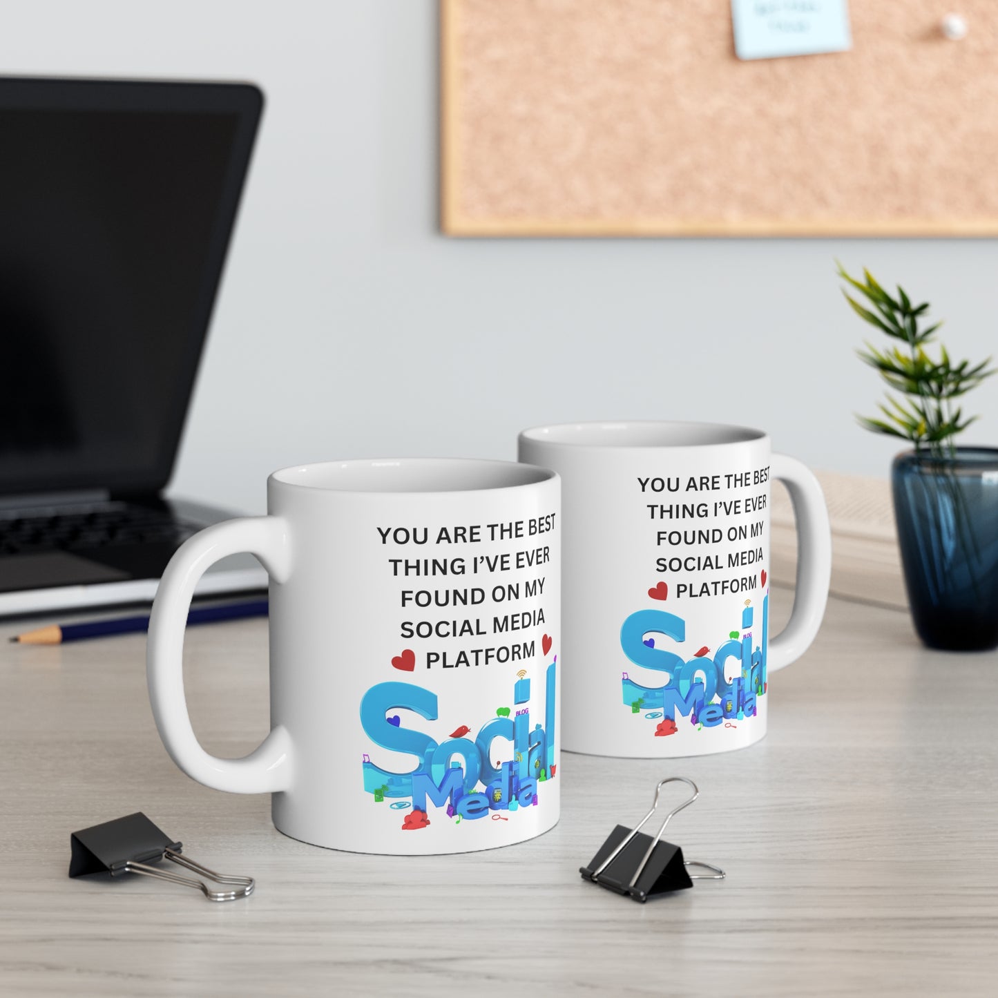 11oz white "Digital Darling Mug: Celebrating Social Media Connections"